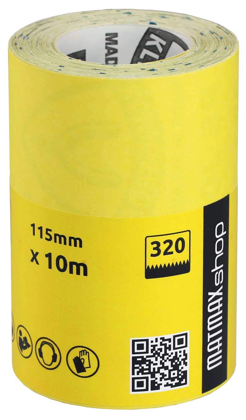 KLINGSPOR (Germany) 115mm x 10m Aluminium Oxide Sandpaper Roll + Gift (Grit, 320)