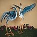 Bits and Pieces - Set of Two (2) Solar Powered LED Light-up Blue Cranes Garden Statues - Metal Cranes Perfect Garden Décor - Metal Garden Art, Outdoor Lawn and Patio Décor
