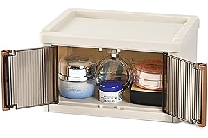 TRZZ Mini Plastic Storage Crate, Desk Organizer with Lid, Foldable Cute Boxes with Door, Stackable Home Organization and Storage Crate for Office, Bedroom,1 Pack (8.6"x6.1"x5.1")