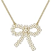 Ted Baker London Bonnell Bouquet Bow Pendant Necklace for Women (Gold/White & Crystal)