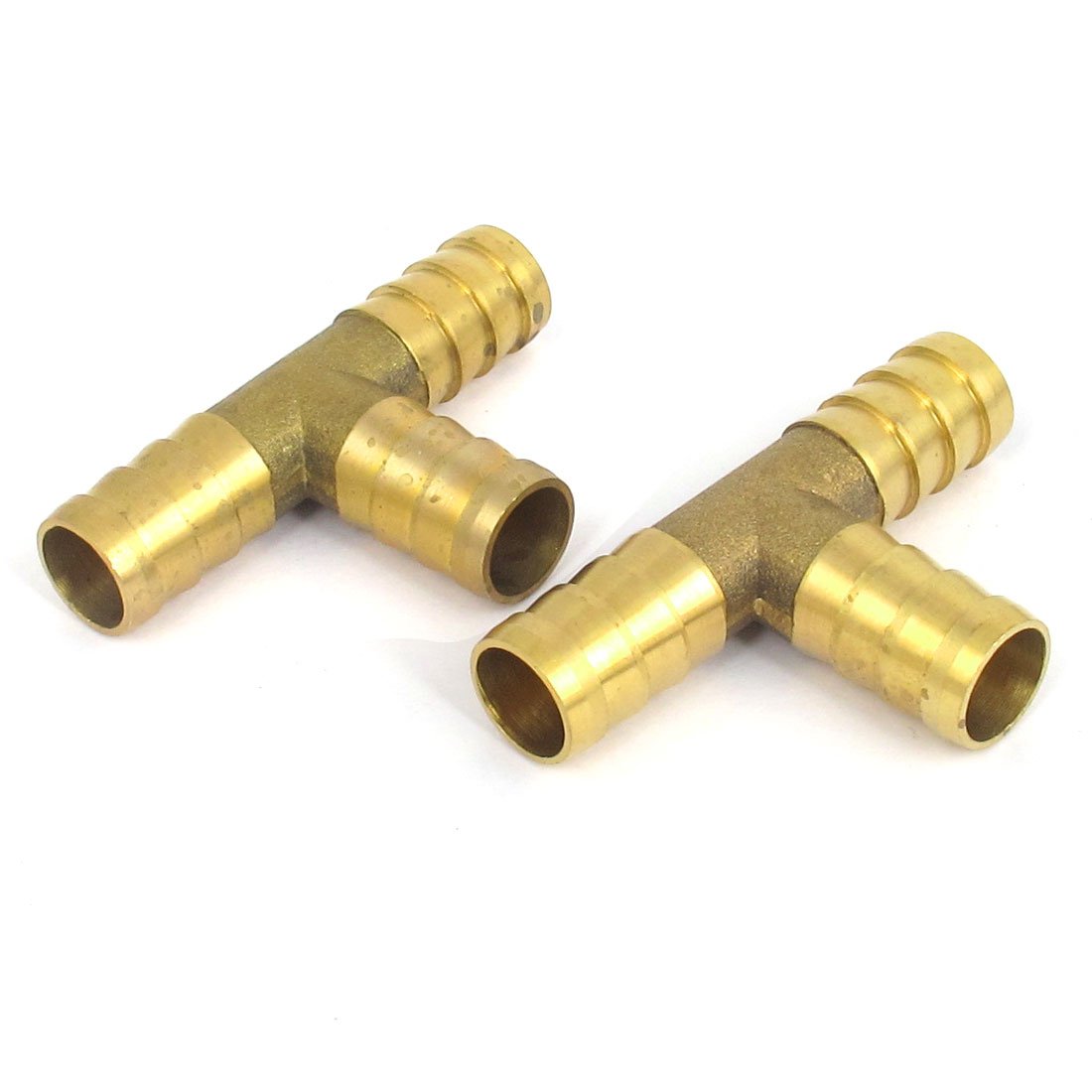 Sourcingmap Brass T-Shape 3 Ways Hose Barb Fitting Adapter Connector 12mm Dia 2Pcs