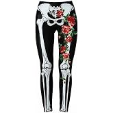 GTETKDE Women's Halloween 3D Skeleton Yoga Leggings | Sexy Halloween Funny Lingerie Print Workout Pants for Party & Cosplay