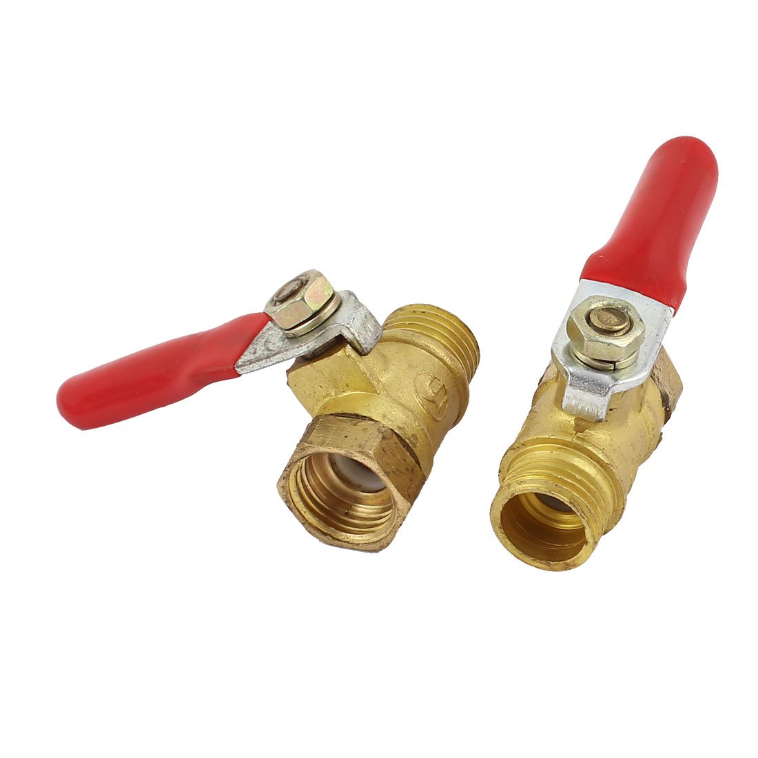 sourcingmap Ball Valve Shut-Off Valve, 1/4PT Male to 1/4PT Female Thread, Pipe Tubing Fittings, 49mm Operation Handle, Brass Valve, Pack of 2