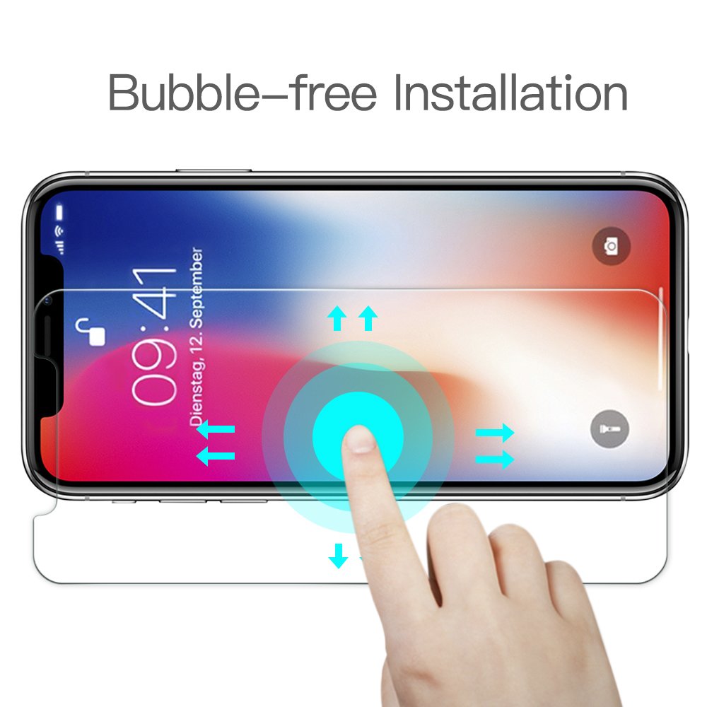 Panzerglas Schutzfolie für iPhone X, [2 Stück] TUCNIPUS Panzerglasfolie -3D Touch Kompatibel, 9H Härte, Anti-Öl, Kratzer,Blasen und Fingerabdruck Displayschutzfolie für iPhone X