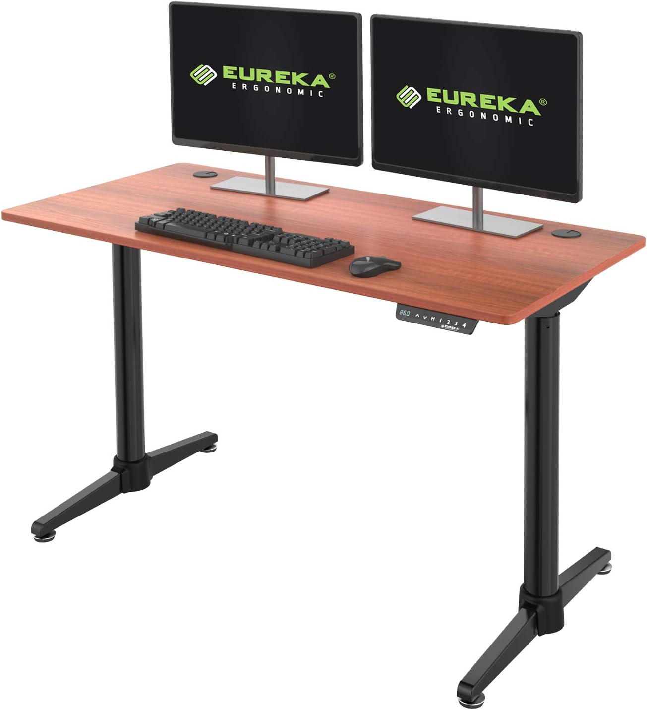[New Generation] EUREKA ERGONOMIC Electric Standing Desk, Adjustable Height Stand Up Desk Computer Desks Dual Motors with Self-Locking Protection, Suitable for Home Office, Cherry