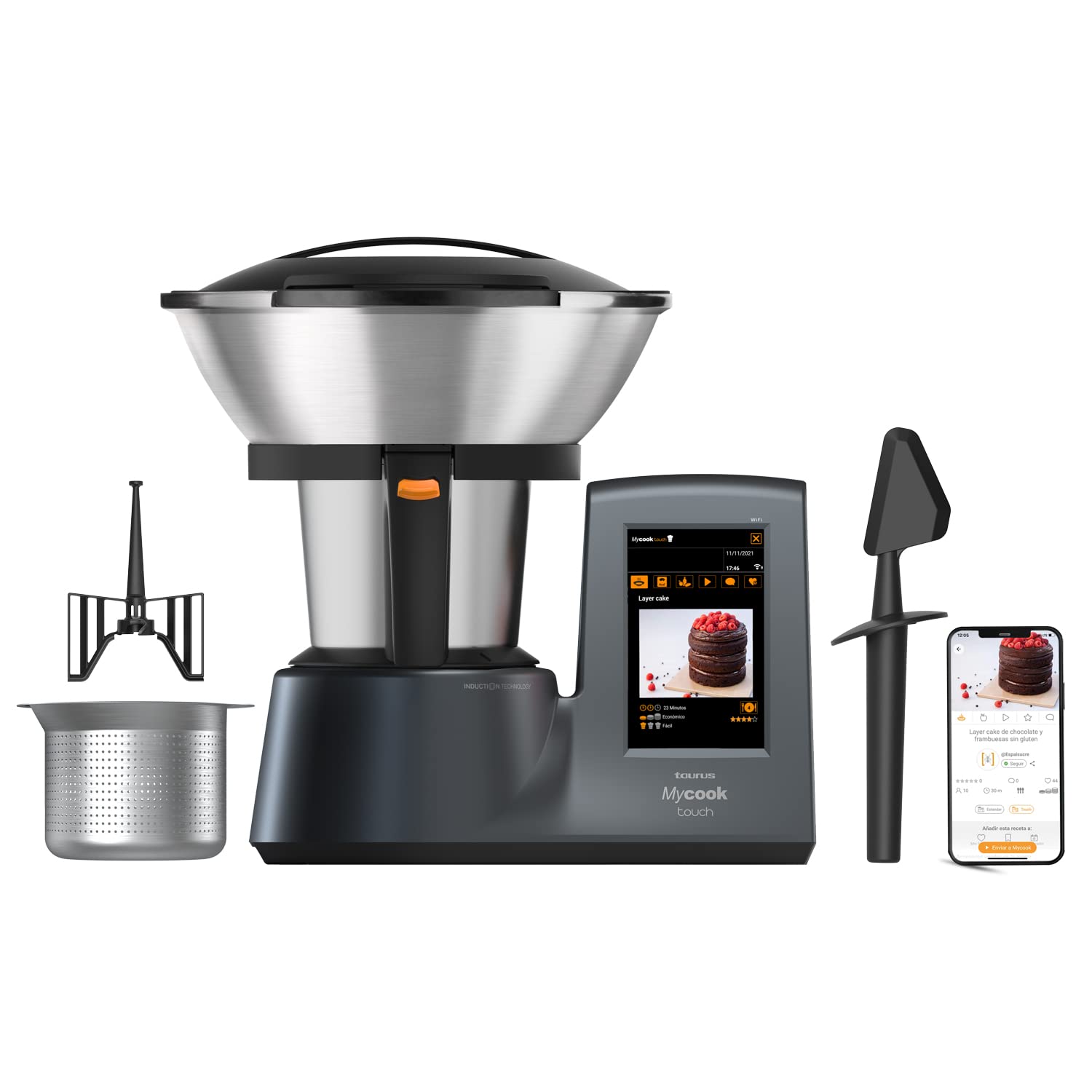 Taurus-Mycook-Touch-Robot-de-Cocina-wifi-1600-W-2-L-hasta-140-grados-multifuncion-mas-de-8000-recetas-Vaporera-2