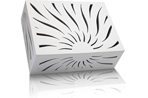 GRAUES Modern Wooden Doorbell Chime Cover Box – Large Decorative Wall-Mounted Doorbell Cover for Home Decor – Reducing Wood Door Chime Box Only, White – Stylish Upgrade (SUN RAYS)