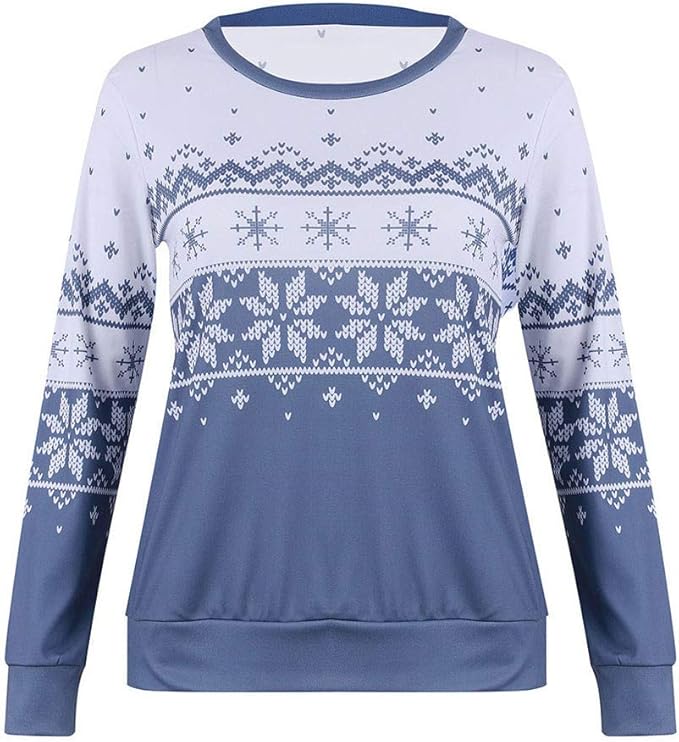 Kehen Suéter feo de Navidad para mujer, diseño de copo de nieve, Gris