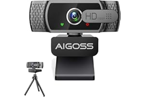 1080P Full HD Webcam with Microphone and Rotatable Tripod, Web Camera, 95° Wide Angle, Privacy Cover,Plug&Play USB Web Cam fo