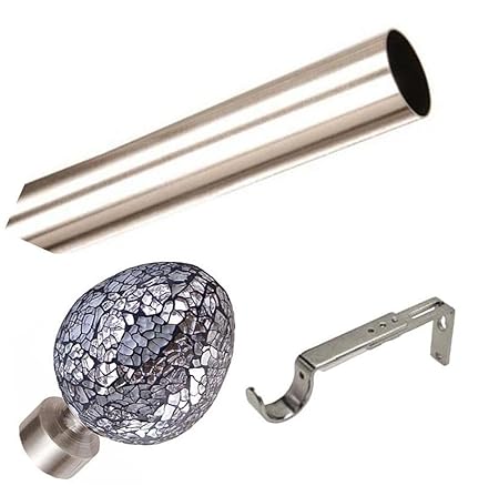 250cm Satin Steel Trade Packed Eyelet Curtain Pole With Mosaic