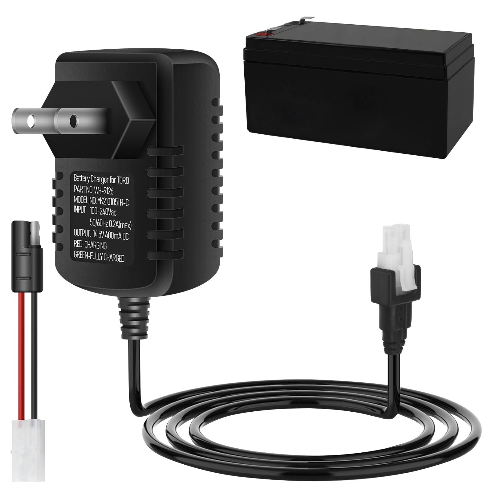 Photo 1 of 136-9126 Battery Charger - by Huthbrother, Compatible with Toro 22" Lawn Mower Battery Charger, Replaces 114-1588, 104-7401, Fits Battery 106-8397 105-6845 104-7682 104-7903 115-1304 (12V)