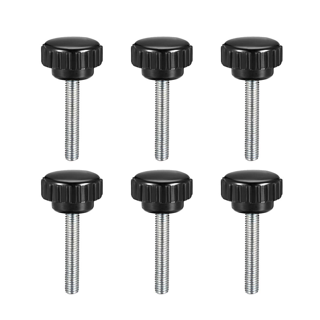sourcing map M5 x 30mm Metric Male Thread Knurled Clamping Knobs Grip Thumb Screw on Type Hand Clamping Handle Bolt with 21mm Plastic Knobs Black 6 Pcs