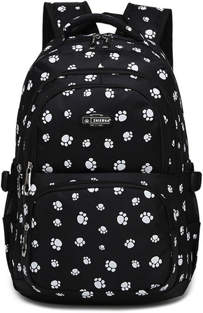 Adanina Dog Paw Prints Backpack Primary School Student Book Bag School