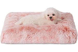 Bedfolks Waterproof Dog Crate Bed,Plush Dog Crate Pad with Removable Cover,Faux Fur Dog Bed for Small Dogs and Cats,Fluffy Wa