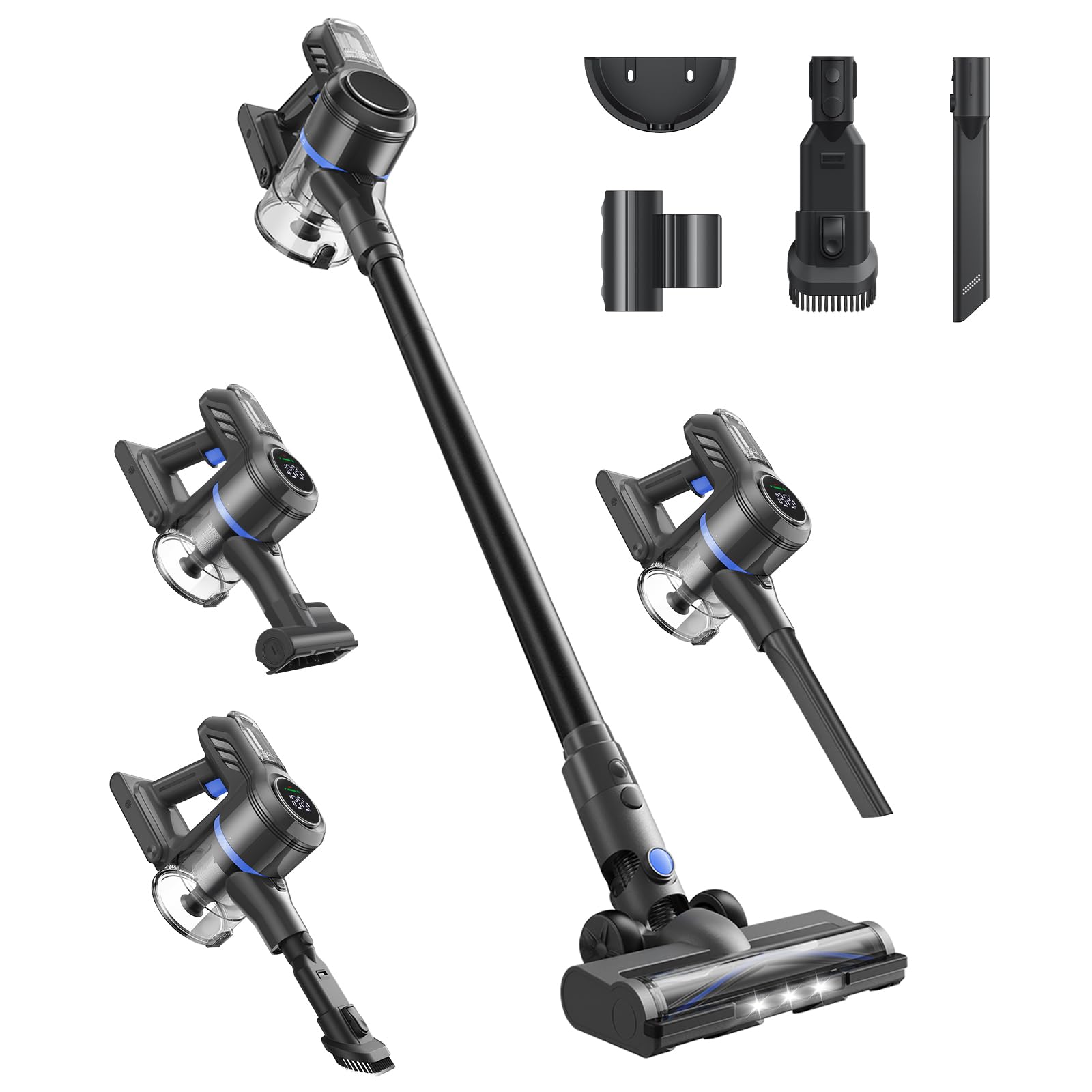 DREAME J30-W Cordless Vacuum Cleaner with LED Headlights, 450W Powerful Suction, 60Min Runtimes, Detachable Battery, One-Touch Emptying, Stick Vacuum Cleaner for Pet Hair, Carpet & Hard Floor