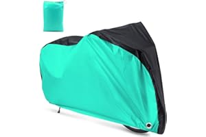 Roctee Bicycle Cover Waterproof Wind Rain Snow Proof Outdoor Mountain Bike Road Travel Bike Cycle Covers with Storage Bag, 78.7''(L) * 27.6''(W) * 43.3''(H) for XL Size (Black & Aqua Green)