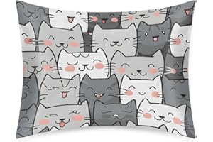 CEMFYZOCH Satin Pillowcase for Hair and Skin Cute Cat Kitten Soft Silk Pillow Case with Envelope Closure Cooling Pillow Cases Slip Standard Size Pillow Cover for Women Men Kids Boys Girls 20x26