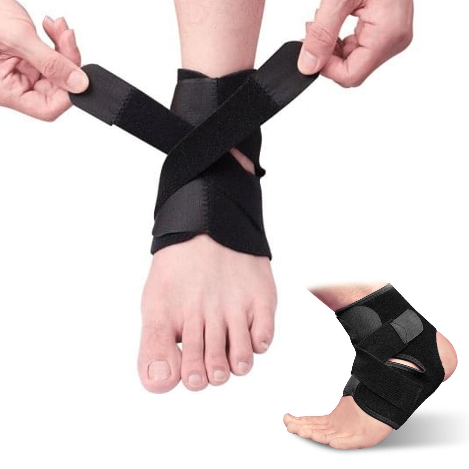 AYNKH Ankle Support Brace, Breathable Adjustable Wrap Strap Elastic Nylon Foot Sleeve for Sports Protect Injury Recovery Plantar Fasciitis Achilles tendonitis Ligament Damage Unisex