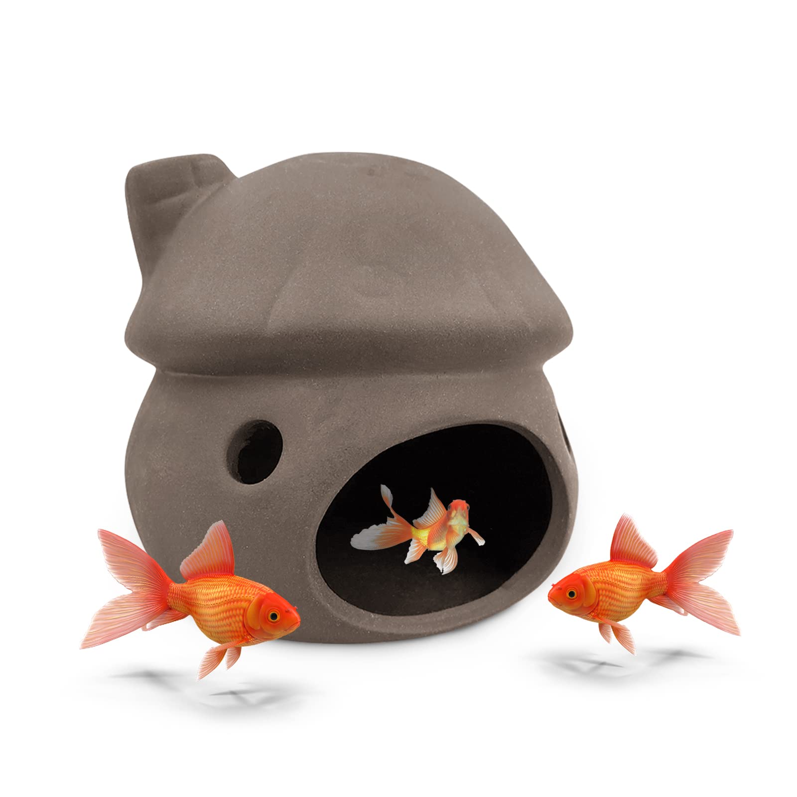 FuninCrea Ceramics Aquarium Hiding Cave Safe and Durable Fish Tank Decorations Aquarium Ornament for Fish Shrimp to Play, Rest and Breed (A-01)