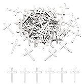 FASHEWELRY 100Pcs Stainless Steel Crucifix Cross Small Charms Pendants 25x16mm for Jewelry Making
