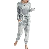 TSMNZMU Women's Pajama Sets Tie Dye Casual 2Pcs Sleepwear Long Sleeve Pullover Tops Long Pants Pockets Joggers