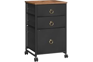 HOOBRO Mobile File Cabinet, Rolling Printer Stand with 3 Drawers, Office Cabinet, Fabric Vertical Filing Cabinet fits A4 or L