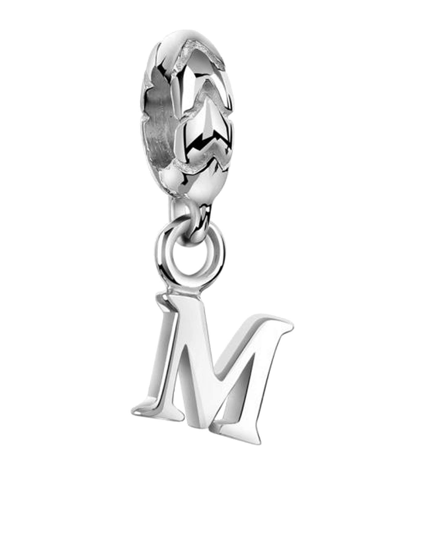 Nenalina - Letter M Bead 925 Sterling Silver for Bracelet Chain 719178-000 Sterling Silver Without Gemstone, Sterling Silver, No Gemstone