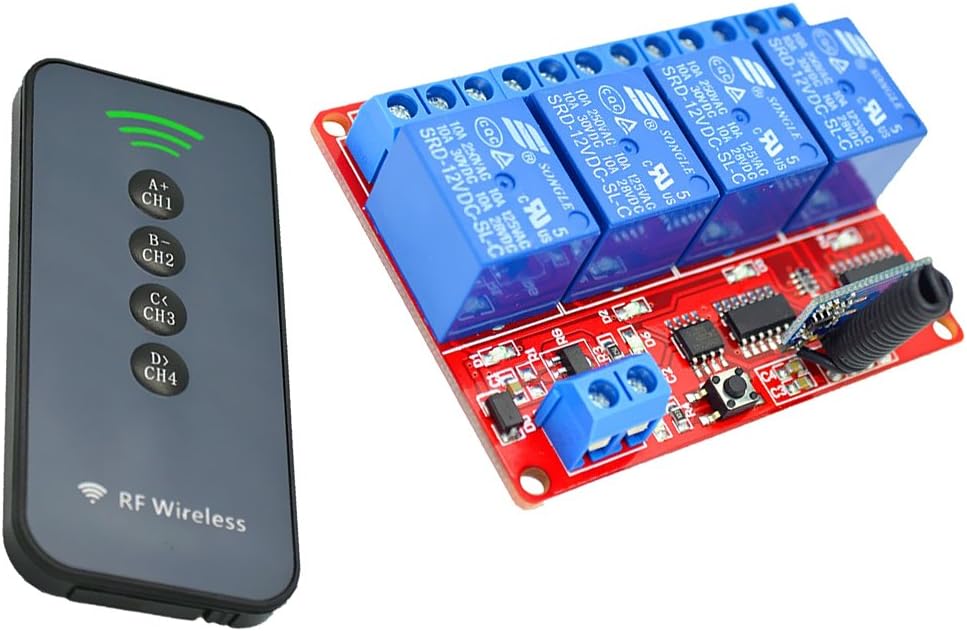 Schutze Relais Motorstarter 433 Mhz 4 Kanal Funkempfanger Modul 4 Tasten Fernbedienung 4 5 5 5 V Business Industrie Relaismodule Karten