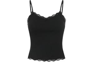 SOLY HUX Girl's Sleeveless Lace Trim Camisoles Spaghetti Strap Ribbed Crop Tank Tops