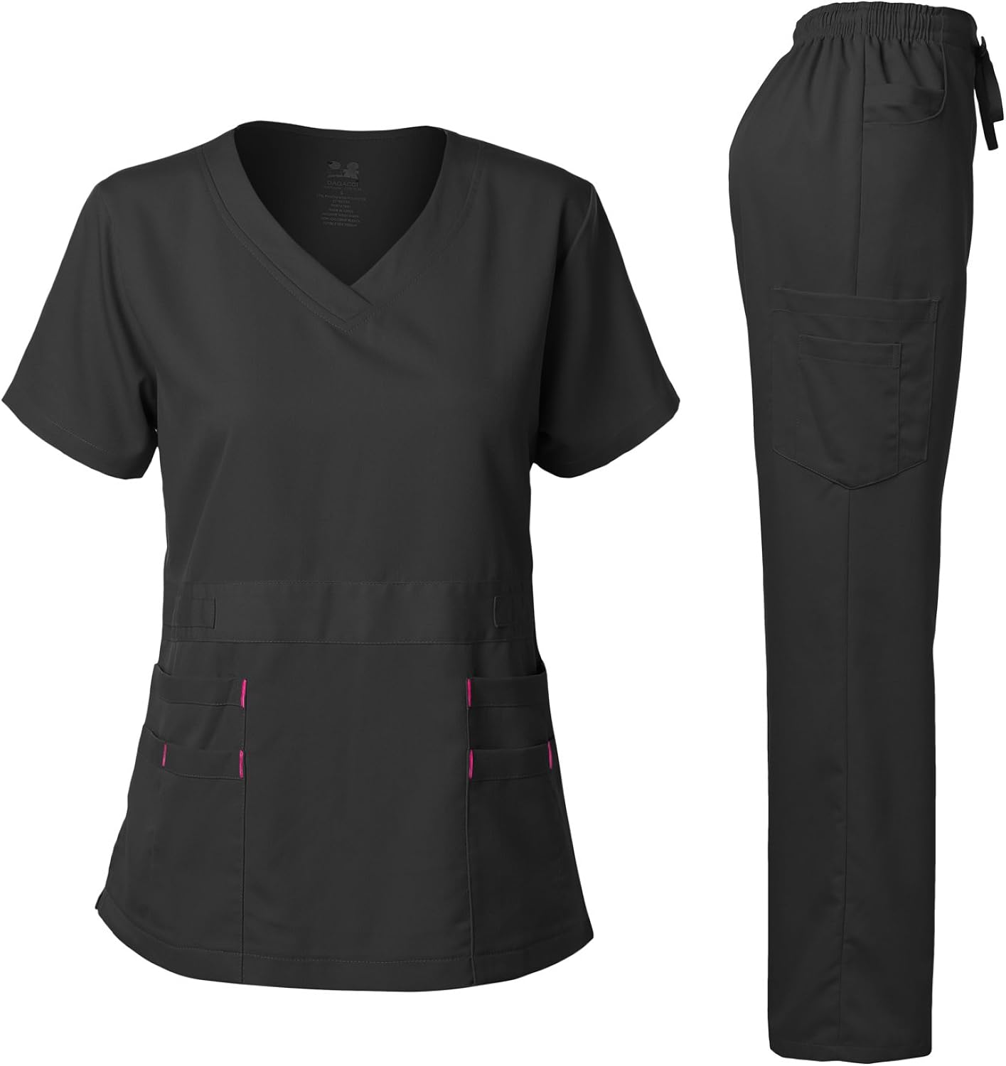 Dagacci Medical Uniform Natural Stretch Premium Women's Scrubs Set Stretch Ultra Soft Top and Pants: Clothing