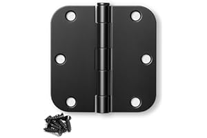 Door Hinges, 2 Pack Black Interior Door Hinges, Rounded 3.5 Inch x 3.5 Inch Hinge for Office Hallway Home Interior Door Hardw