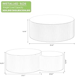 KEVINSPACE Round Coffee Table Set of 3, Modern