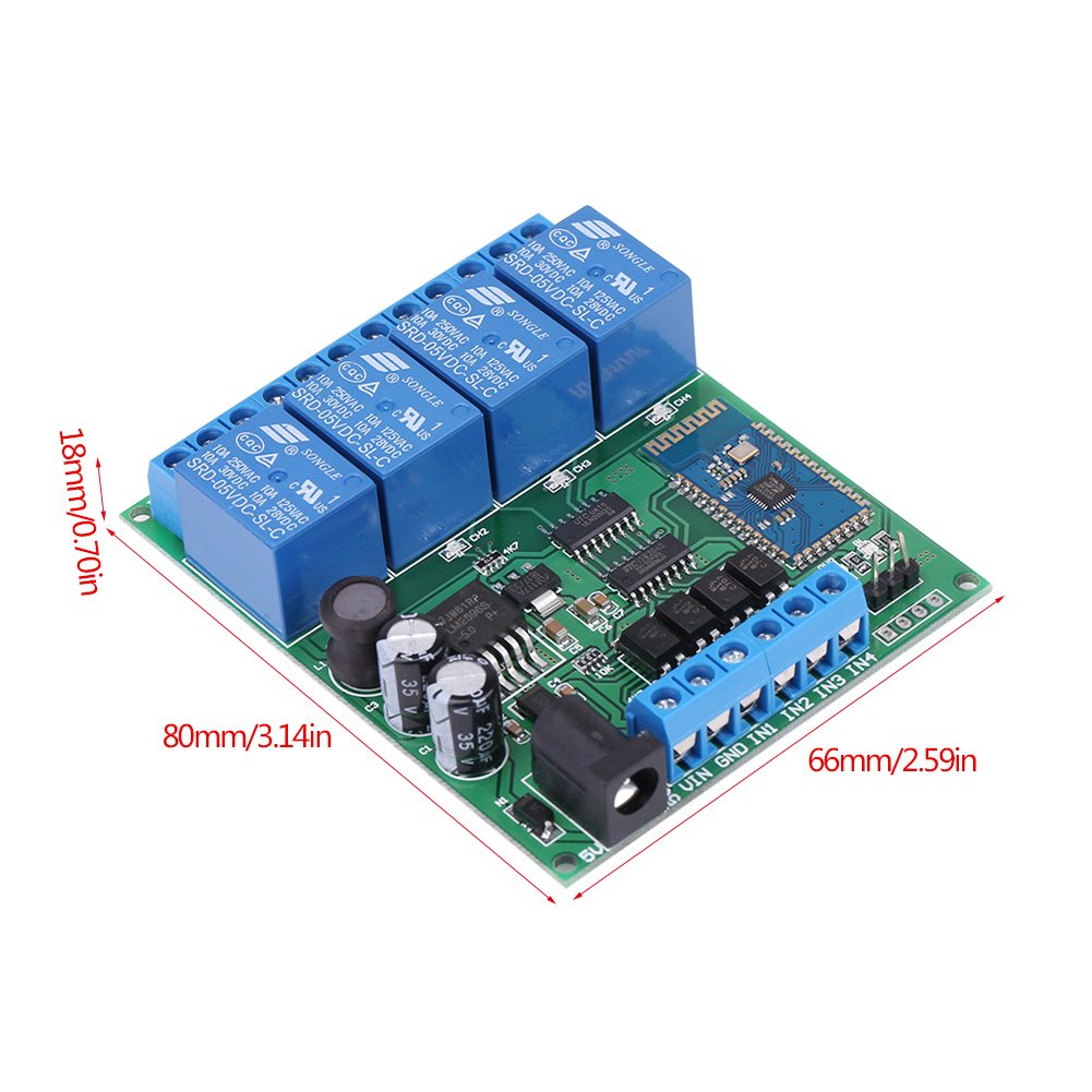 4 Channel Bluetooth Relay Module, 10A Phone Wireless Remote Control Switch - Image 4
