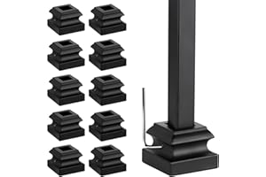 Gyykzz 10 Pack Iron Baluster Flat Shoes with Screw, Stair Baluster Shoes Flat Angle Use for 1/2" Square Iron Balusters, Staircase Interior Flat Shoe for Black Square Wrought Balusters