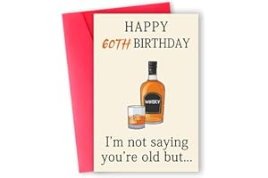 Zyulin Funny Whiskey 60th Birthday Card, 60th Birthday Gifts for Men Women, Unique 60th Birthday Decorations for Him Her, Happy 60 Year Old Birthday Card Gifts for Husband Wife