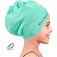 EverSport Kids Youth Large Swim Cap for Girls 6-14, Long Hair Silicone Swimming Cap for Braids Keep Hair Dry