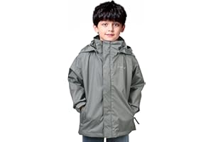 YINGJIELIDE Boys Girls Rain Jacket,Kids Lightweight Waterproof Hooded Raincoats Windbreakers,Outdoor Hiking Coat