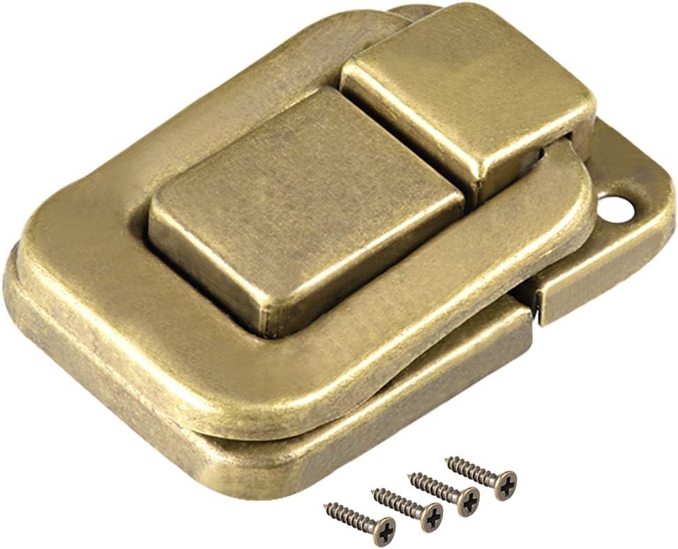 sourcing map Toggle Catch Lock, 48mm Retro Decorative Brass Hasp w Screws for Suitcase Chest Trunk Latch Clasp Pack of 2