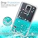 LeYi for Galaxy S5 Case with Tempered Glass Screen Protector [2 Pack] for Girls Women, Bling Shiny Glitter Moving Quicksand Liquid Clear TPU Protective Phone Case for Galaxy S5 Turquoise