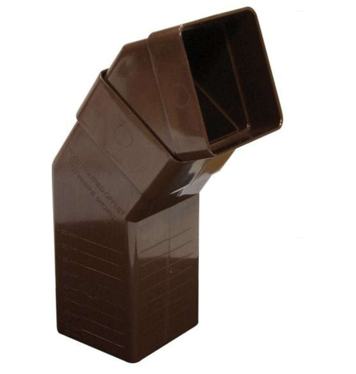 FLOPLAST 65mm Square Downpipe Adjustable Offset Bend - Brown
