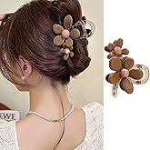 Flower Hair Claw Clips Brown Flower Hair Clips Strong Hold Large Jaw Clips for Thick or Thin Hair Flower Hair Accessories Acrylic Non Slips Clamp Catch Clip for Women Wedding Birthday Hair Decoration