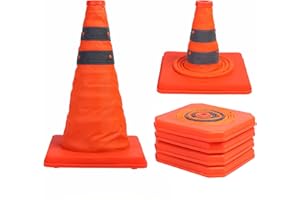 Sunnyglade 4 Pack 15.5 inch Collapsible Traffic Cones Multi Purpose Pop up Reflective Safety Cone (4)