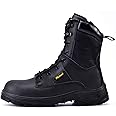 Men's Military Tactical Boots 8" Steel Toe Work Safety Boots with Side Zipper Lightweight Army Combat Boots