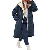 NRZD Women's Winter Coats Plus Size Reversible Fleece Jackets Hooded Lightweight Oversized Long Down Coat for Commute Travel