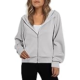 Glamaker Womens Zip Up Sweatshirt Casual Lightweight Hoodies Hooded Workout Jackets Fall Outfits 2024 with Pockets