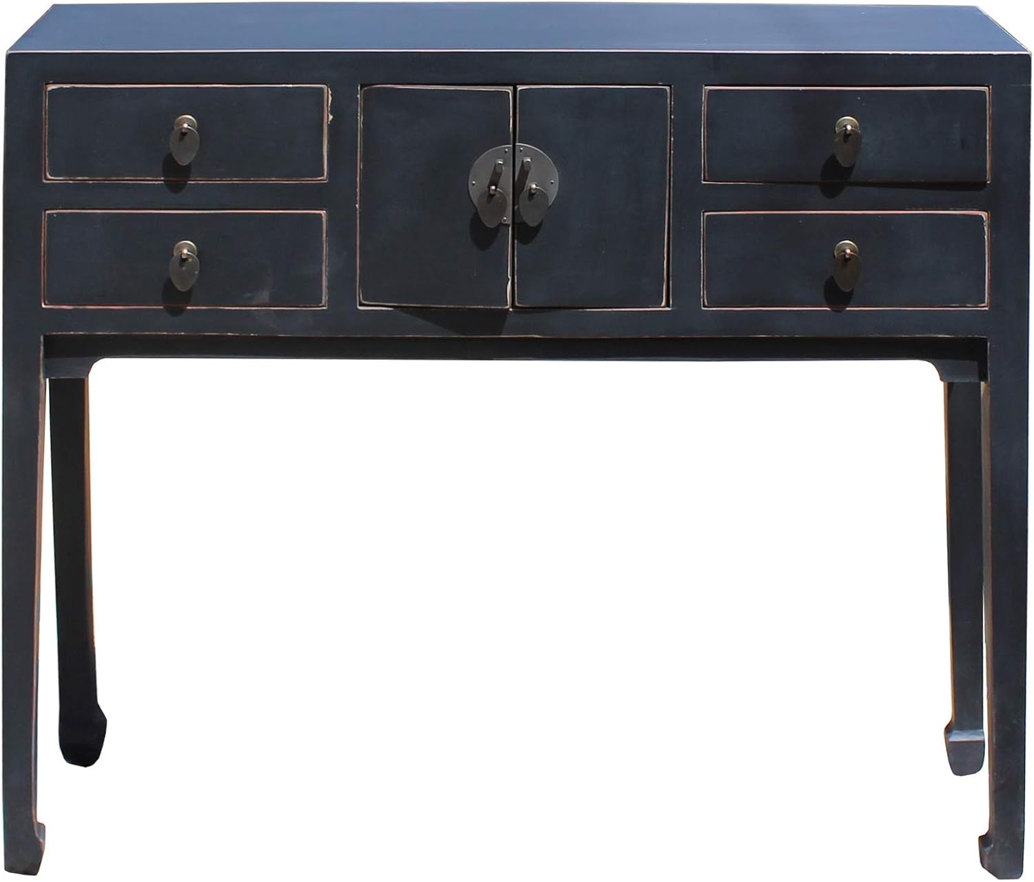 Amazon Com Chinese Oriental Rustic Black Lacquer Drawers Side