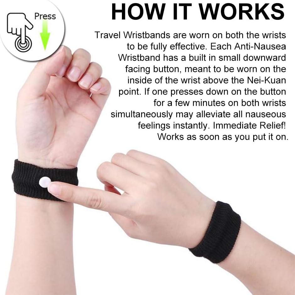 Travel Wristbands,Travel Motion Sickness Relief Wrist Band,Natural Nausea Relief, 4-Pair: Health & Personal Care