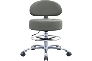 HNKASTELA Height Adjustable Rolling Shop Stool with Back Support - Kitchen Stool with Wheels Heavy Duty Stool with Back for Salon,Spa,Massage,Tattoo,Esthetician – Rolling Stool Extra Thick for Extreme Comfort