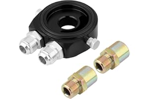 ARAMOX M20 x 1.5 Universal Aluminum Alloy Oil Filter Cooler Sandwich Plate Oil Cooler Sandwich Plate Adapter 1/8 NPT Oil Cooler Kit (Black)