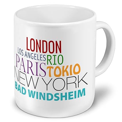 XXL Jumbo-Städtetasse Bad Windsheim - XXL Jumbotasse mit Design Famous Cities of the World - Städte-Tasse, Städte-Krug, Beche